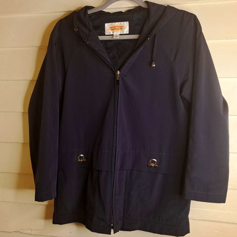 Talbots Petites Jacket Coat Women's Small Blue Full Zip Chore Casual